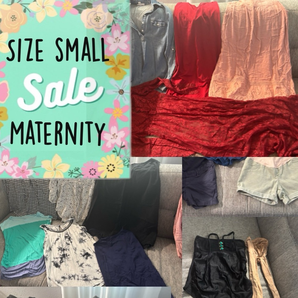 Size small bundle of maternity clothes.